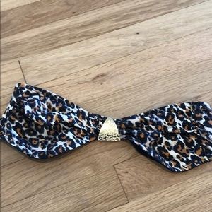 Leopard bathing suit top with gold detail